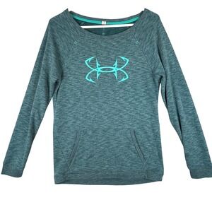 Under Armour Womens Fish Hook Logo French Terry Sweatshirt Teal 1271444 Small